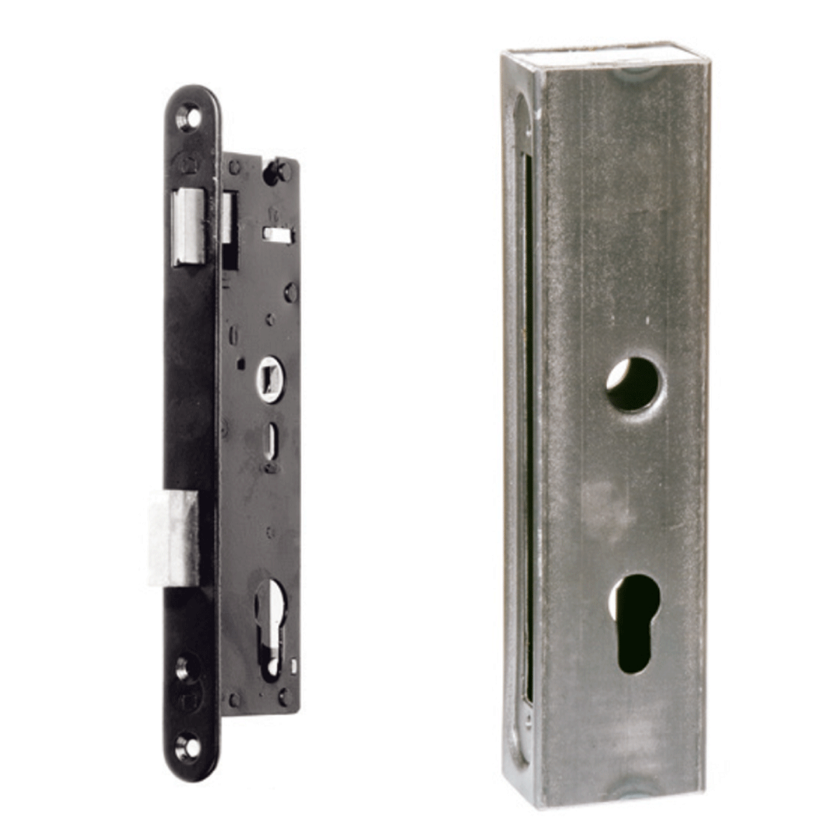 Carcasă metalică + broască incastrabilă pentru profil de 60x40 mm; 63.222.11