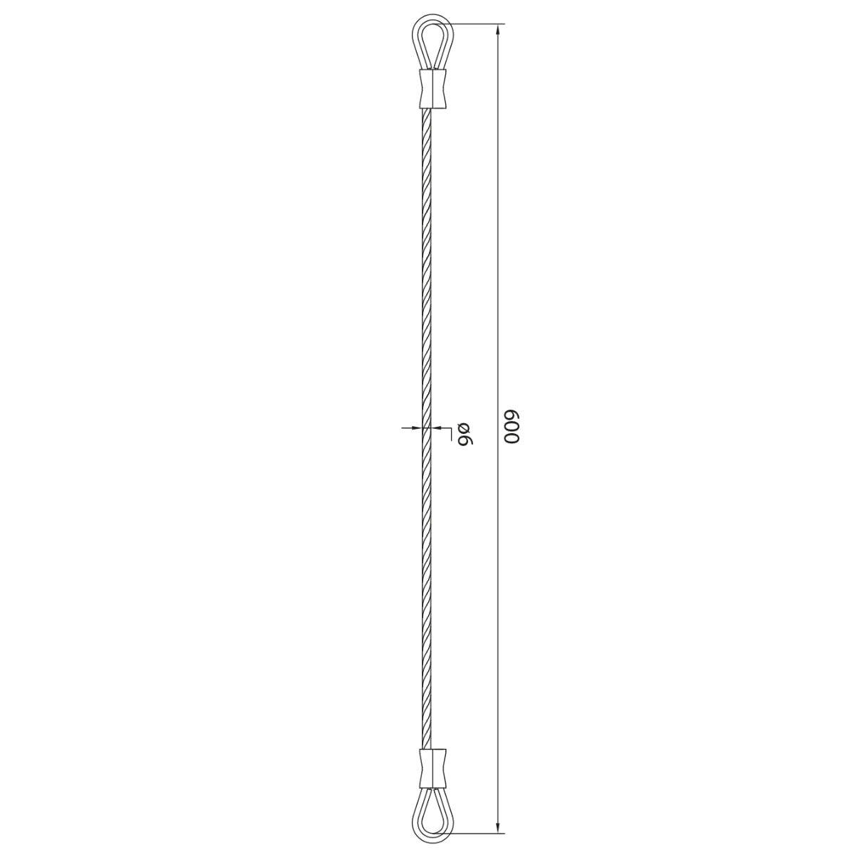 Cablu de siguranță inox pentru porți batante, Ø6 mm