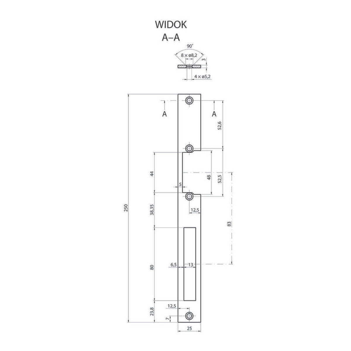 Placă pentru yală electrică, universală, cu dimensiunile 250 x 25 mm, galvanizată - 63.394