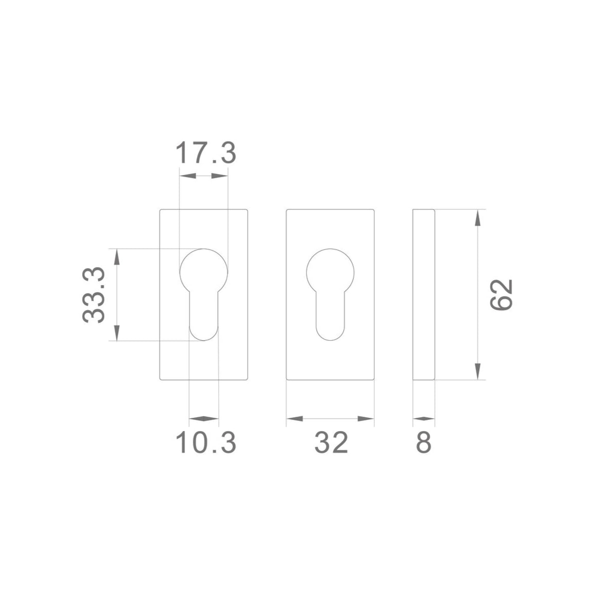 Set rozetă dreptunghiulară din oțel inoxidabil - 63.449