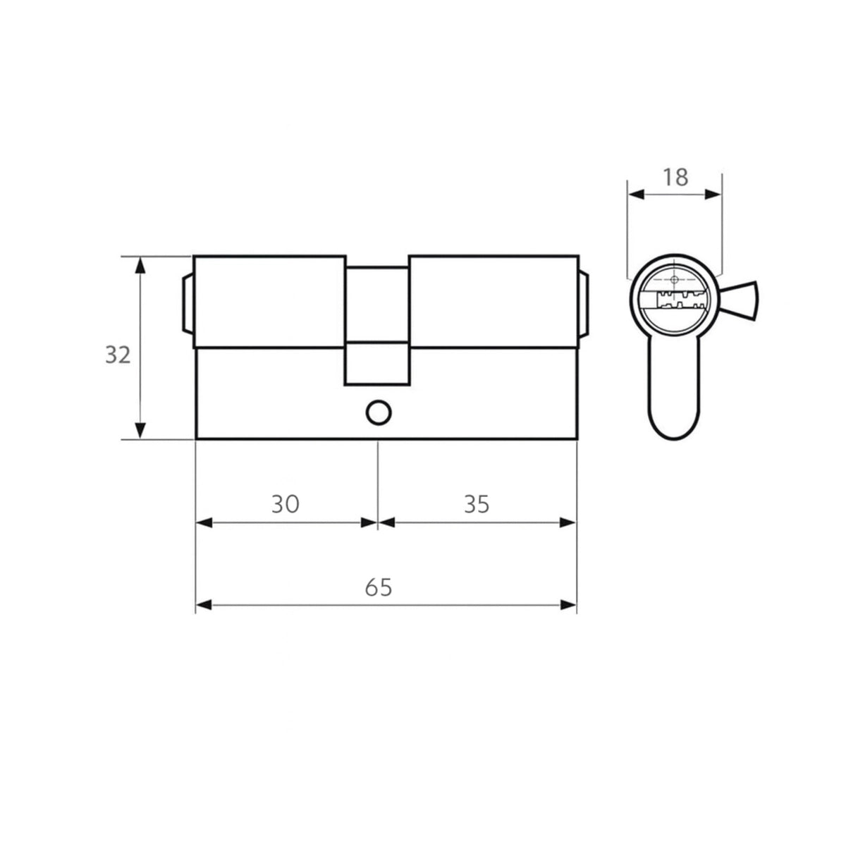 Cilindru de închidere PSG 30/35 nichel satinat