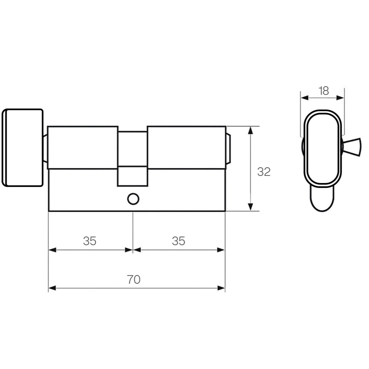 Butuc ușă cu buton PSG – nichel satinat