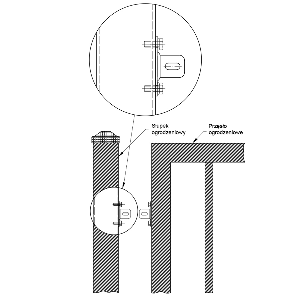 Suport pentru fixarea panourile de gard, negru RAL 9005 - 64.019.9005