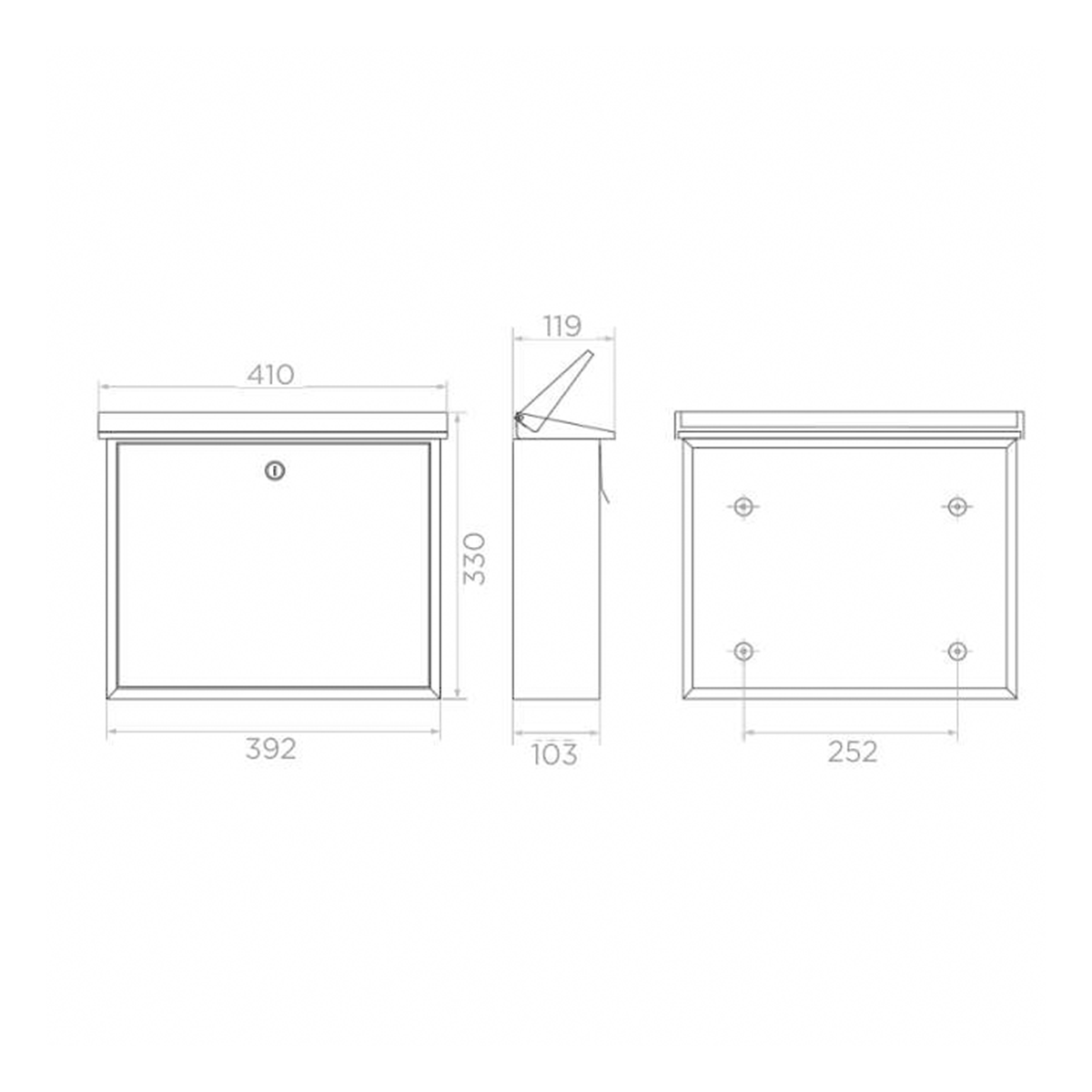 Cutie postală exterior 410x325x102mm, oțel galvanizat, neagru - 65.349