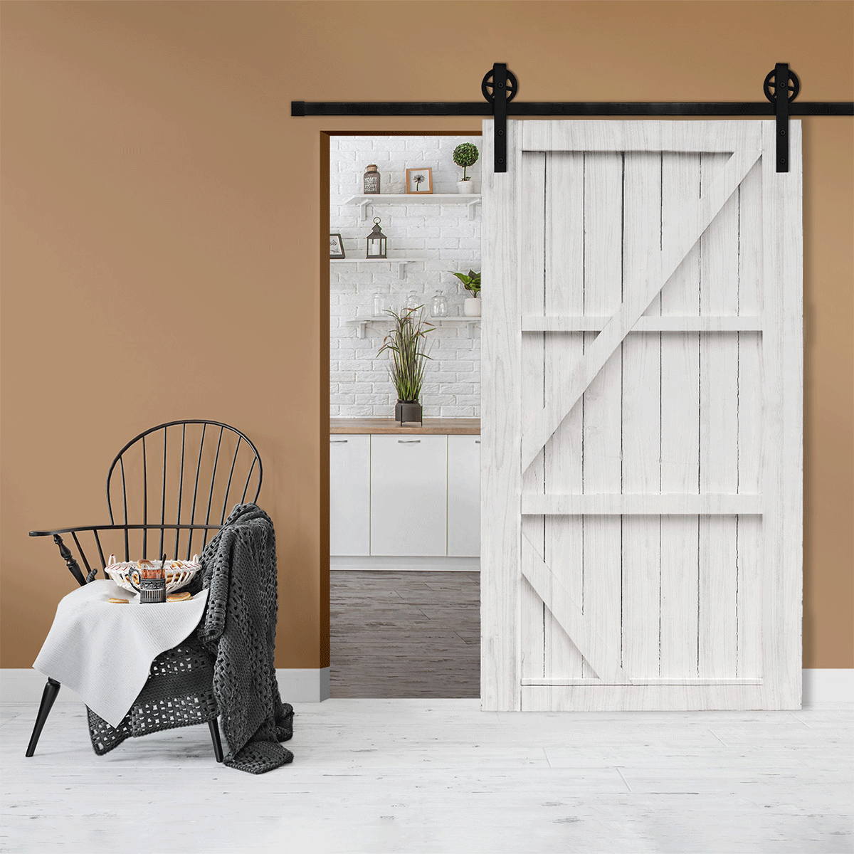 Kit de montare pentru uși glisante cu sină, barn door, - model loft; 76.008