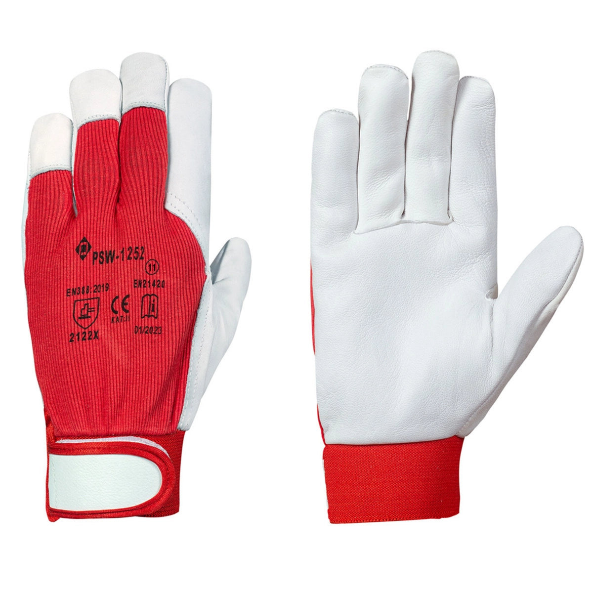 Mănuși de protecție din bumbac cu întăritură din piele de capră, velcro