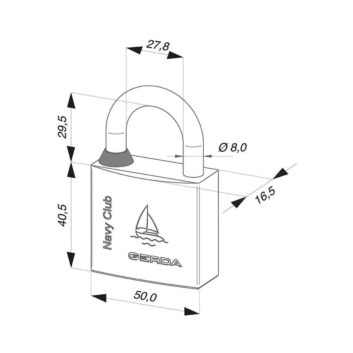 Lacăt din oțel inoxidabil - KCNP 50