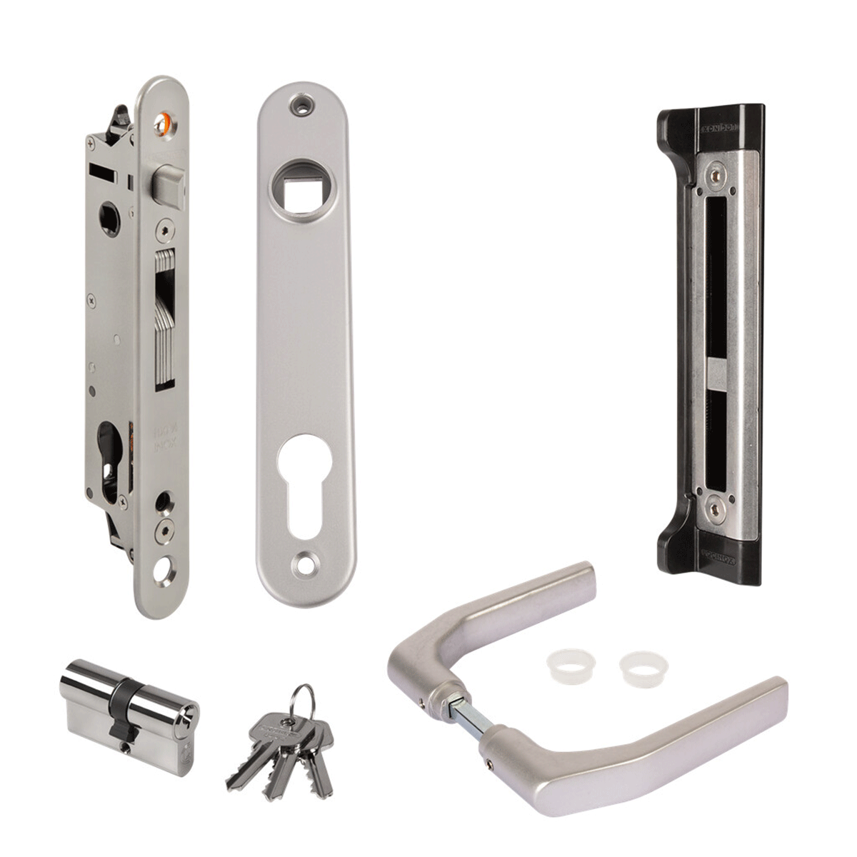 Set încuietoare incastrabilă pentru porti metalice, pentru profile pătrate 40x40 - FORTYSET-40I-JA