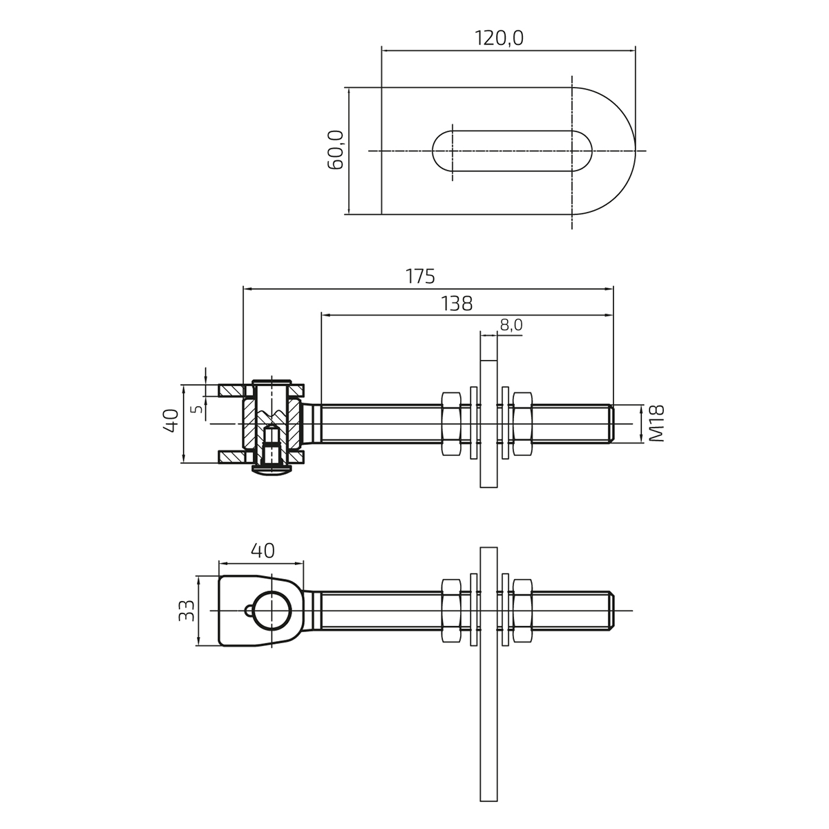 Balama reglabilă M18, pentru porți batante, deschidere 180 grade - 61.047