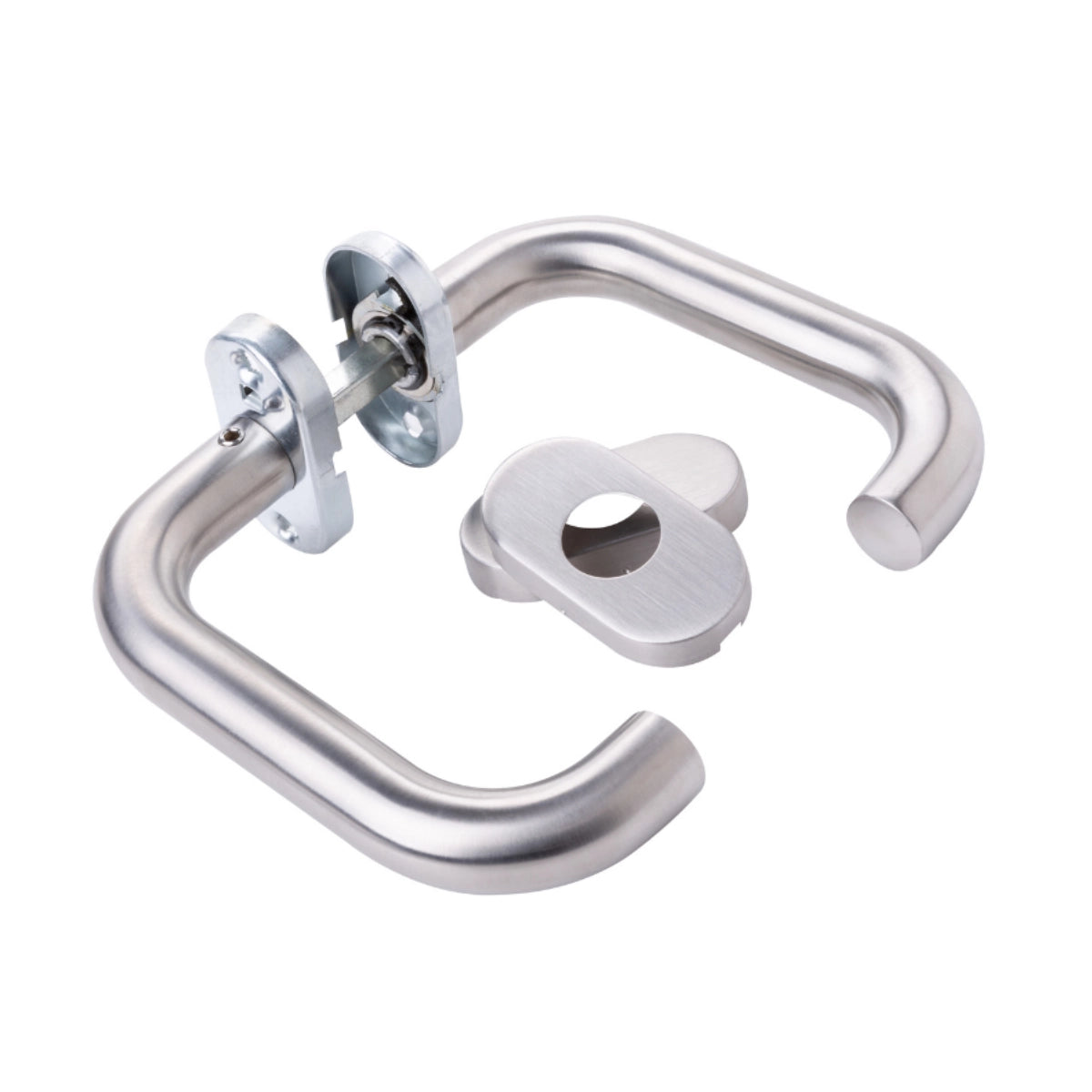 Clanță pentru uși din oțel inoxidabil, cu șild oval - N63.0002.4XS