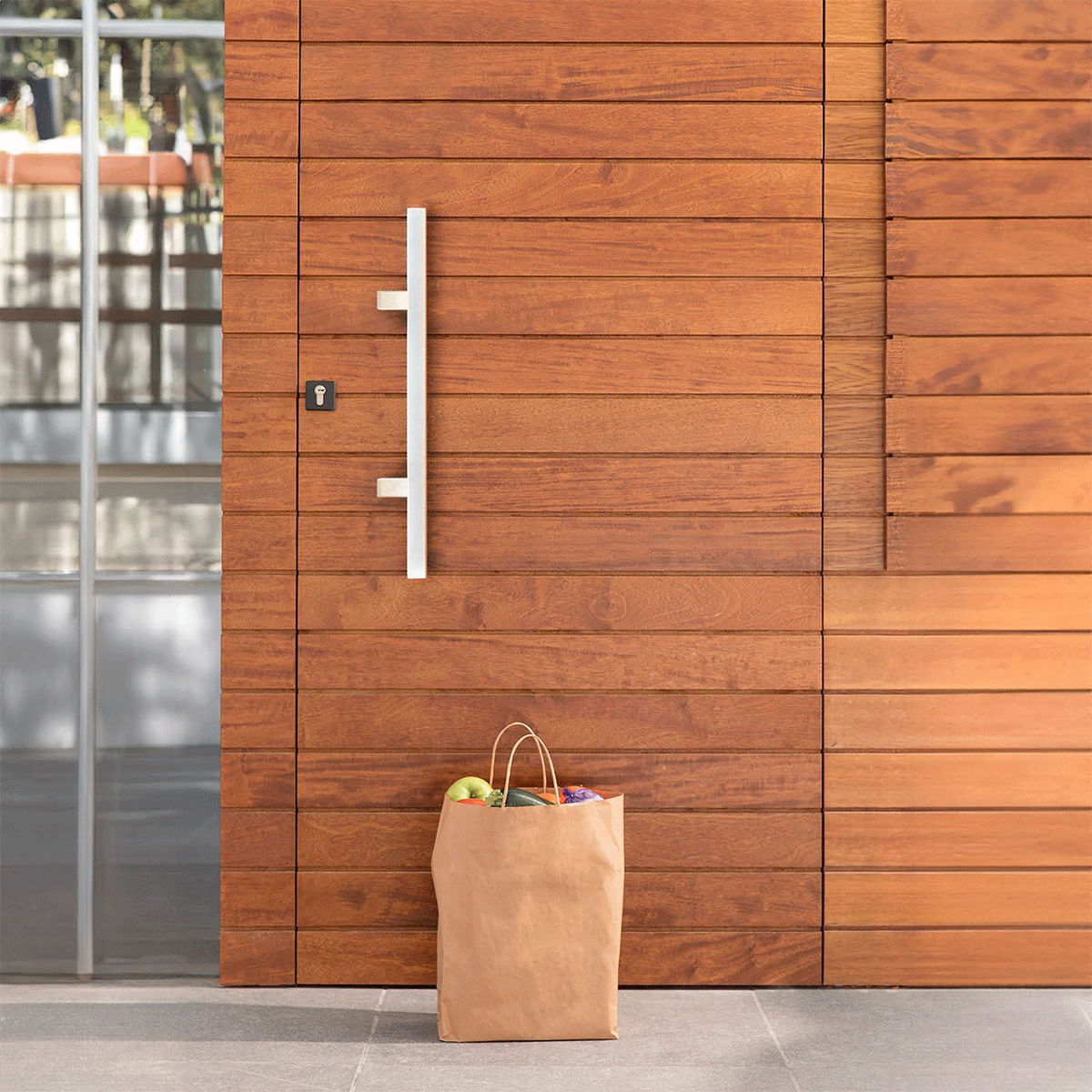 Set mâner din inox, profil drept 40x20mm, culoare satin, 45 grade, lungime 500mm, distanta dintre găuri 300mm - N64.PDP45500.4US