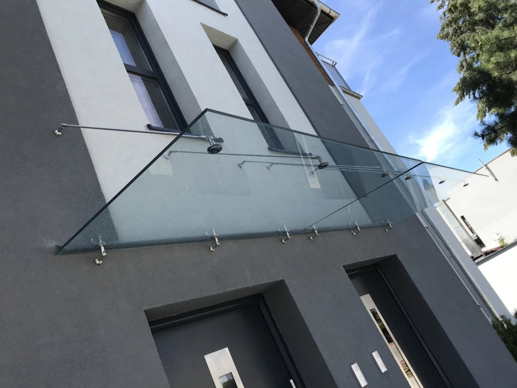 Sistem copertină sticlă M10, 3 elemente, inox AISI 304 satinat, sticlă 8–17,52 mm - N75.3Z10.4US