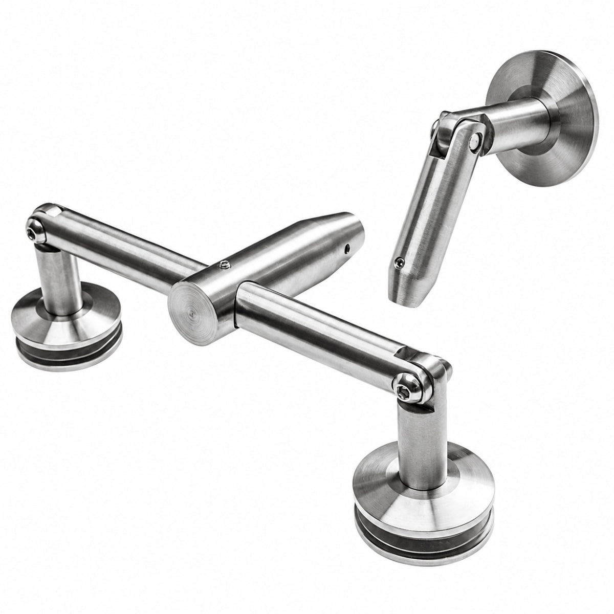 Sistem superior dublu pentru copertină din sticlă M10, sticlă 8–17,52 mm, inox - N75.P10G.4US