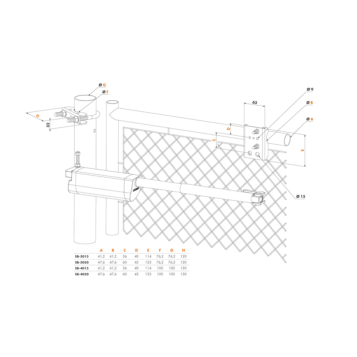 Amortizor hidraulic pentru porți și uși pietonale - SAMSON 2