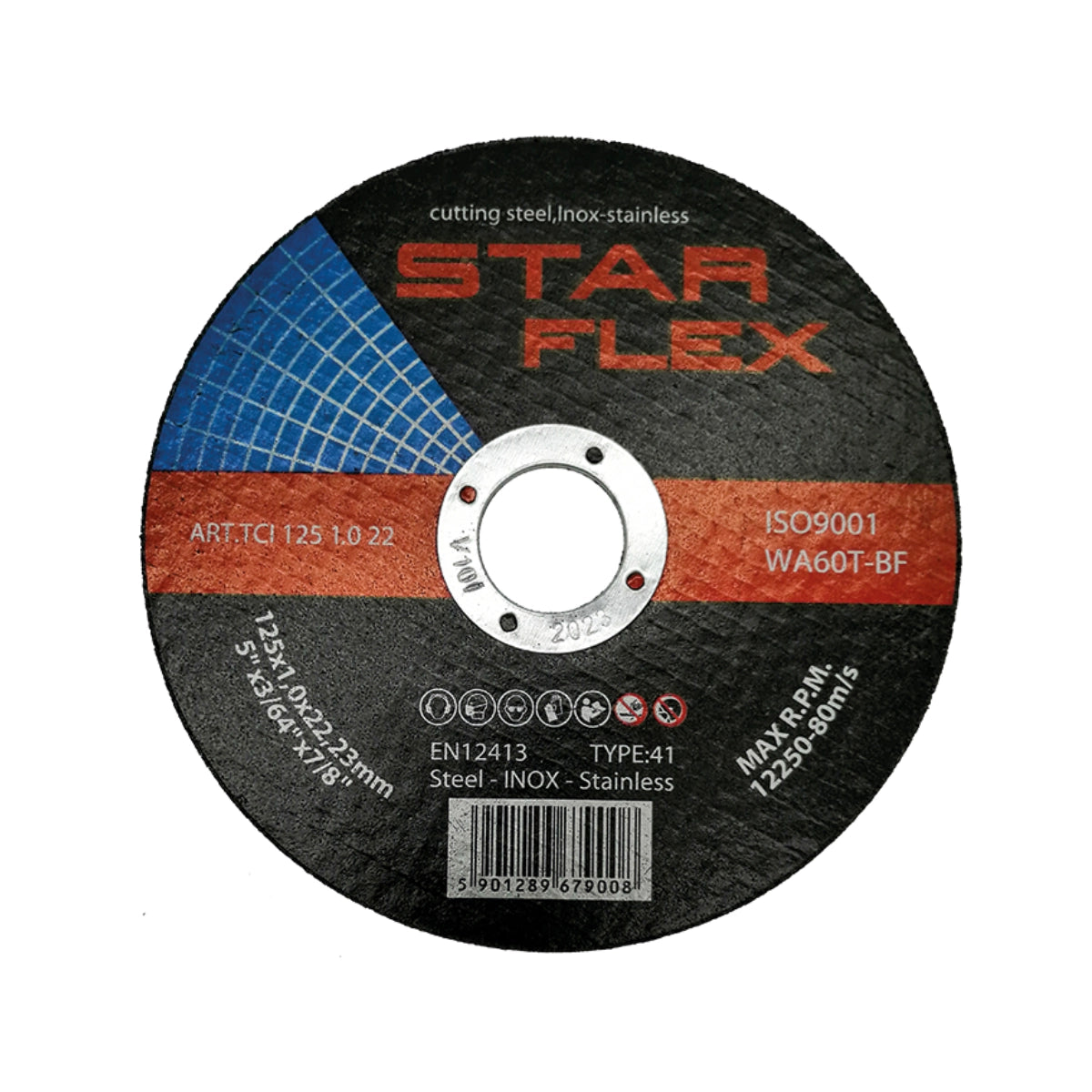 Disc debitare metale și inox T41 – 125 × 1,0 × 22,23 mm | Star Flex