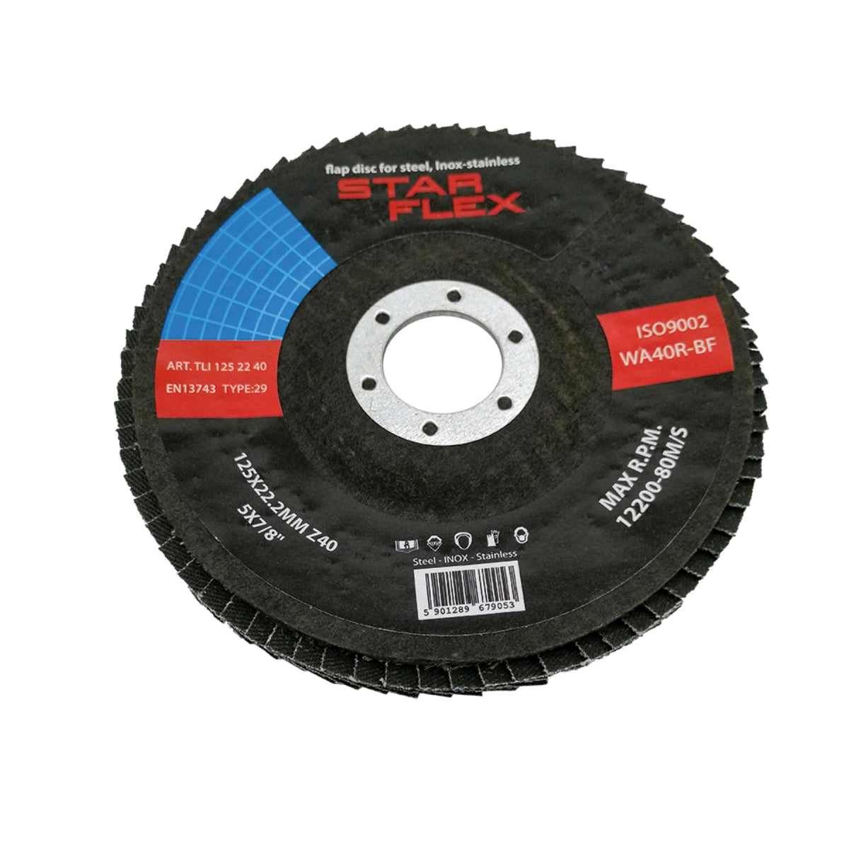 Disc lamelar T29 INOX – 125 × 22,2 mm, granulație 40 - TLI1252240