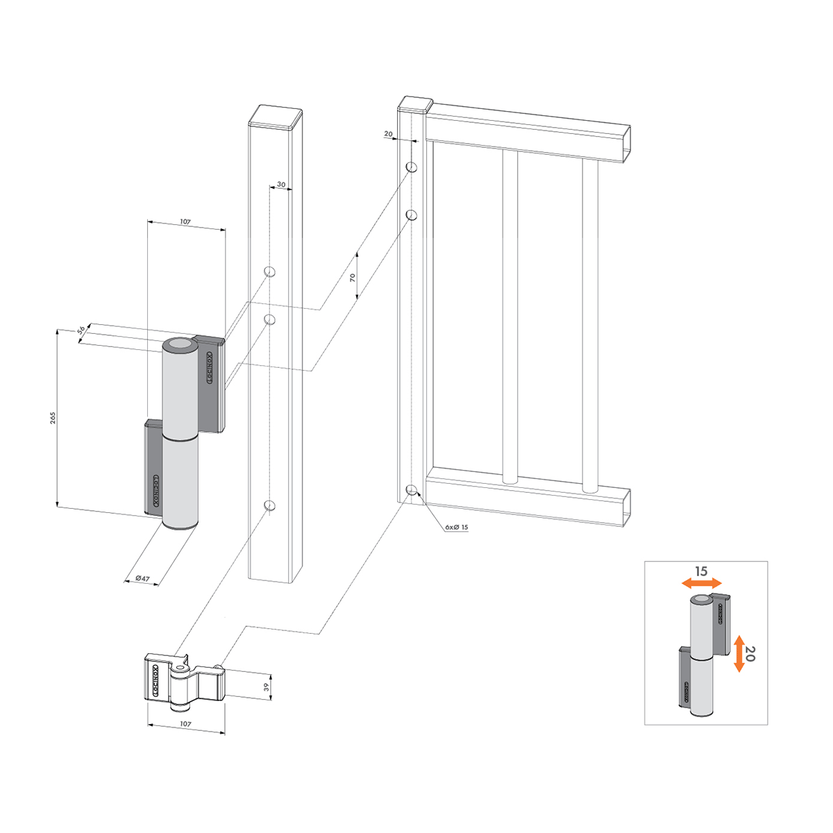 Amortizor hidraulic pentru porți și uși pietonale - Tiger