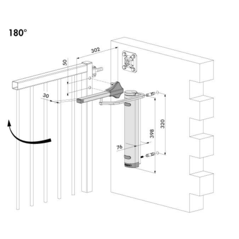 Amortizor hidraulic pentru porți și uși pietonale - VERTICLOSE 2 WALL ZILV