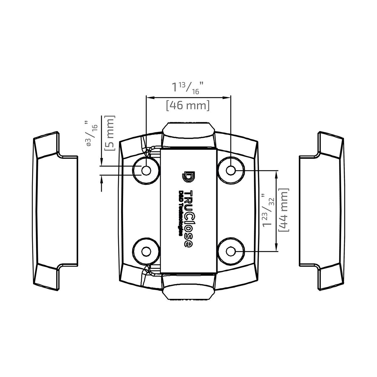 Set balamale self-closing, pentru porți metalice 21 mm/ 30 kg - TruClose DD.TCA1L2S3BT