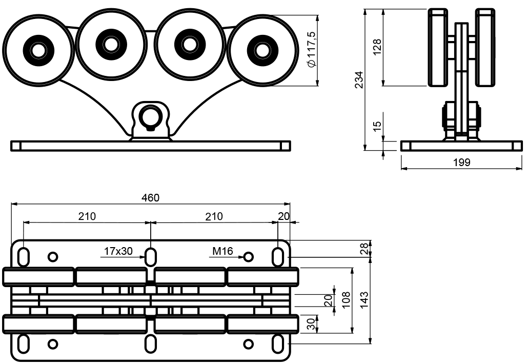 Kit poartă autoportantă, feronerie poartă culisantă autoportantă, sistem culisant in consolă, gol 13 / 1200 kg