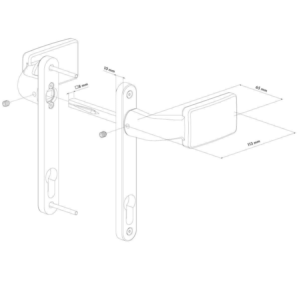 Mâner blocabil din aluminiu eloxat, negru – model 3006FIX