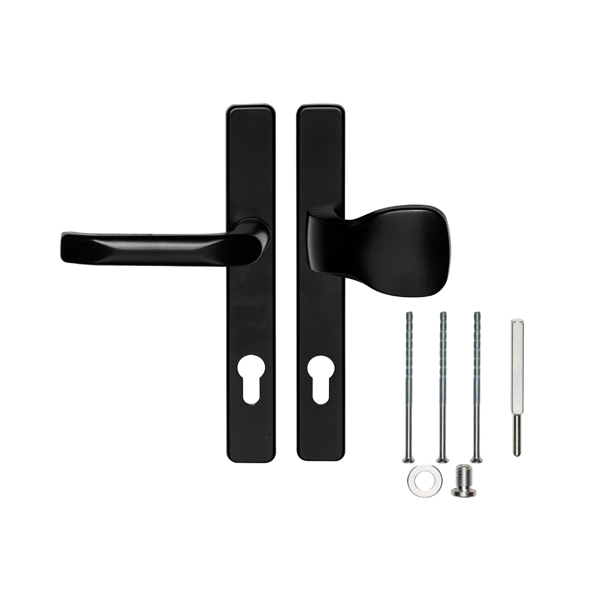 Mâner cu șild și cu buton exterior fix pentru ușă H72, negru – 63.201.90.00
