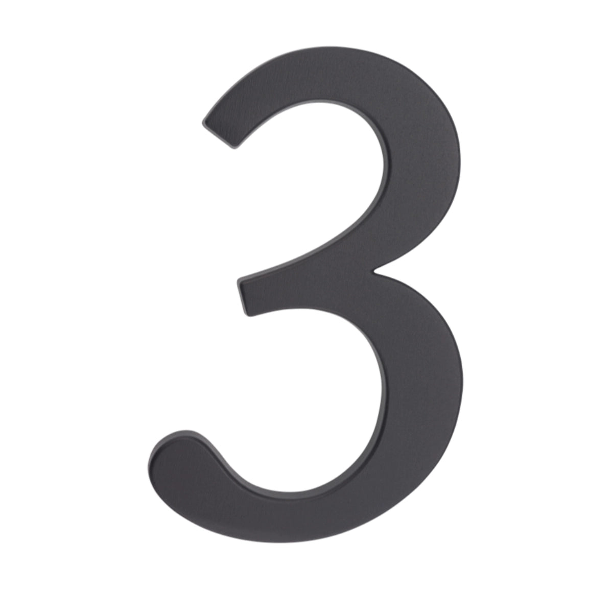 Cifră casă „3” din aluminiu grafit, 190 mm – montaj cu dibluri (64.153)