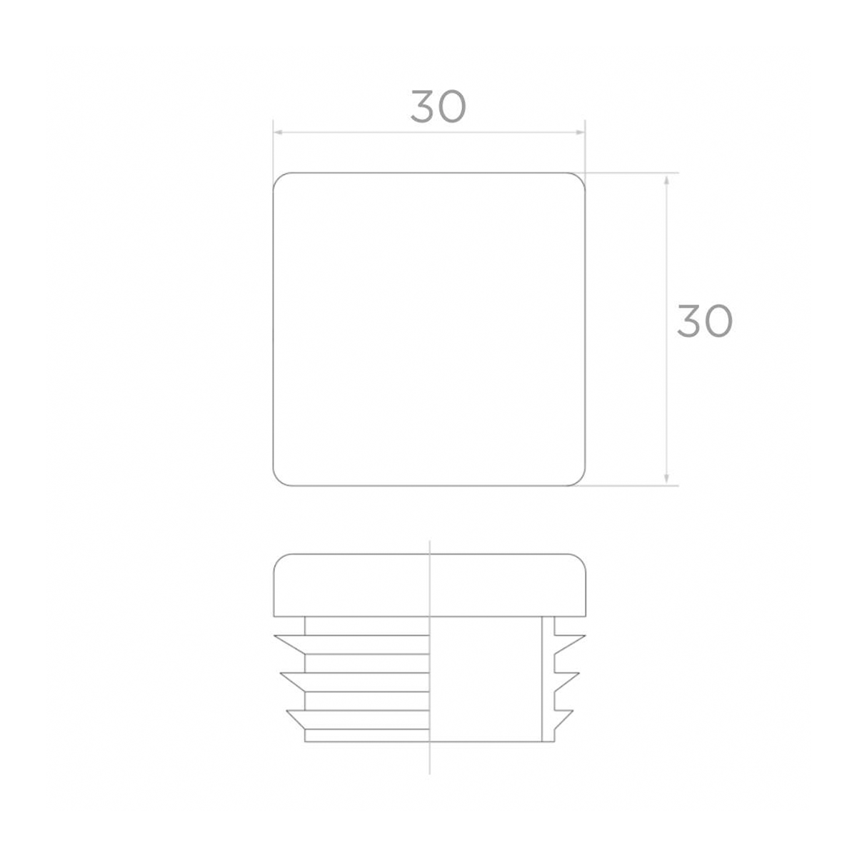 Capac din plastic pentru profil pătrat 30x30 mm; ART.308