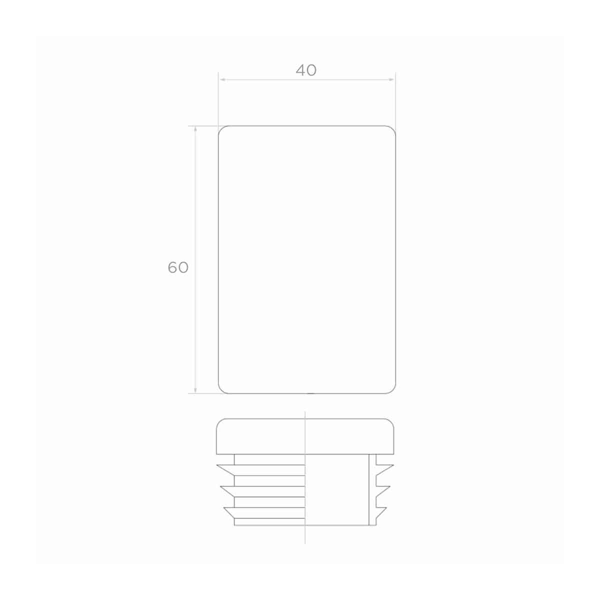 Capac din plastic pentru profil dreptunghiular 40x60 mm; ART 427