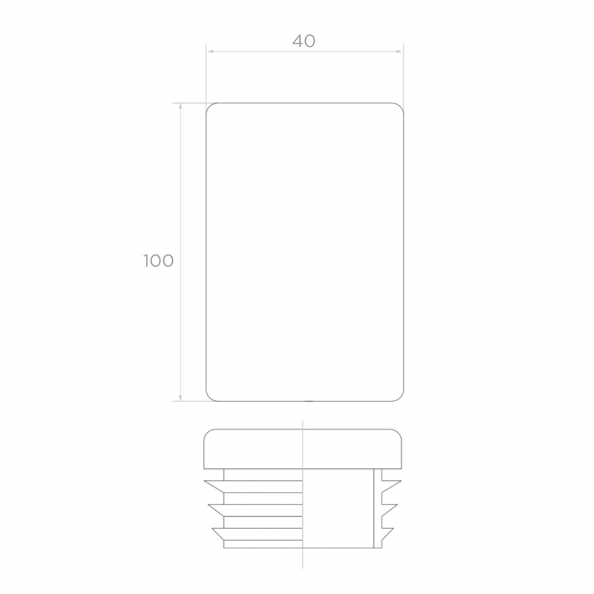 Capac din plastic pentru profil dreptunghiular 40x100 mm