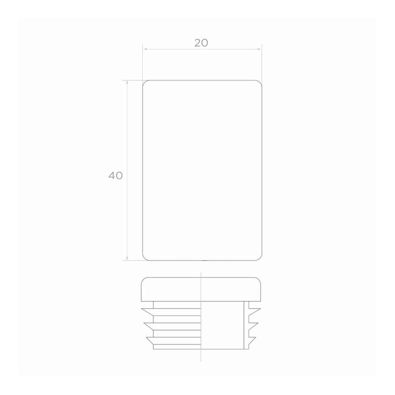 Capac din plastic pentru profil dreptunghiular 20x40 mm