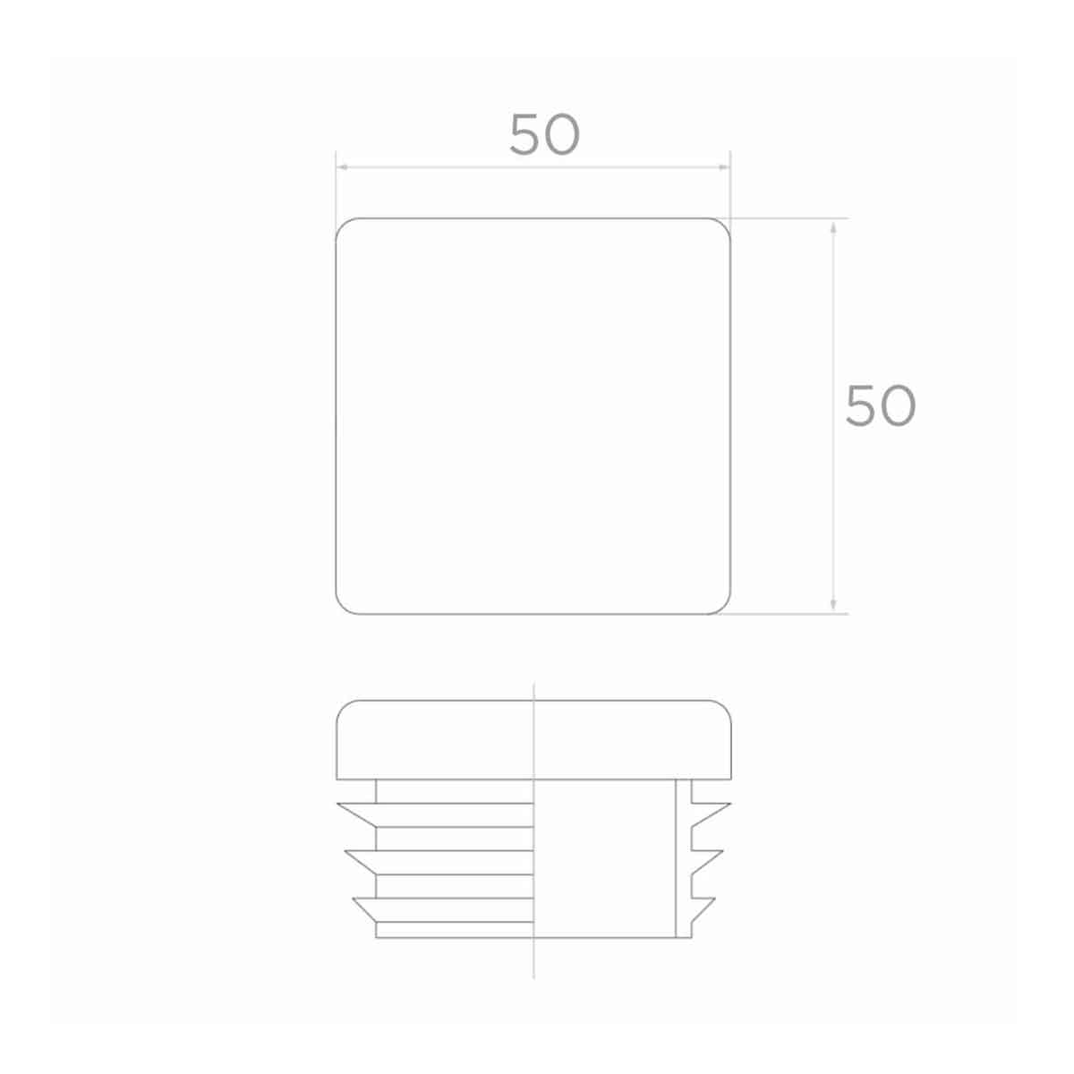 Capac din plastic pentru profil pătrat 50x50 mm; ART 314