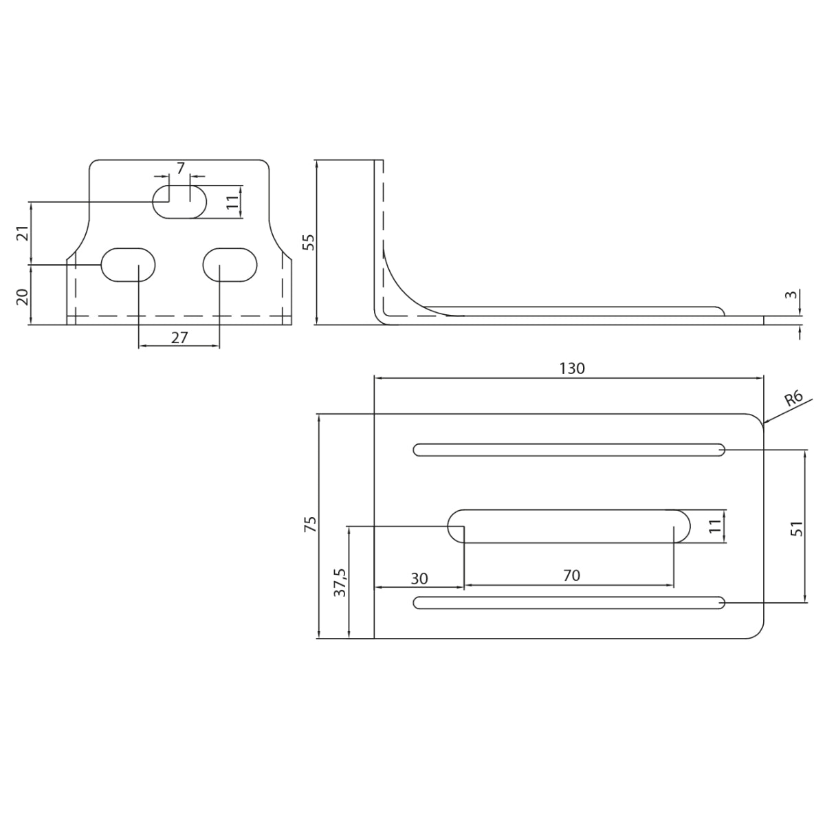Suport pentru opritor poartă culisantă autoportantă – 130 × 75 mm