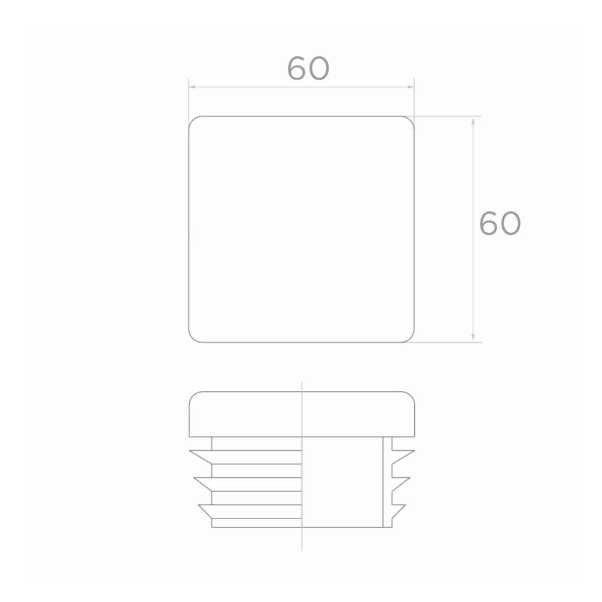 Capac din plastic pentru profil pătrat 60x60 mm; ART 316