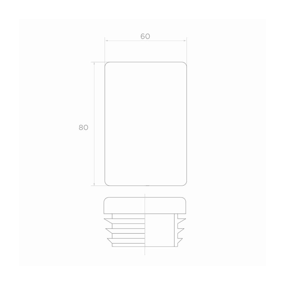 Capac din plastic pentru profil dreptunghiular 60x80 mm; ART.435