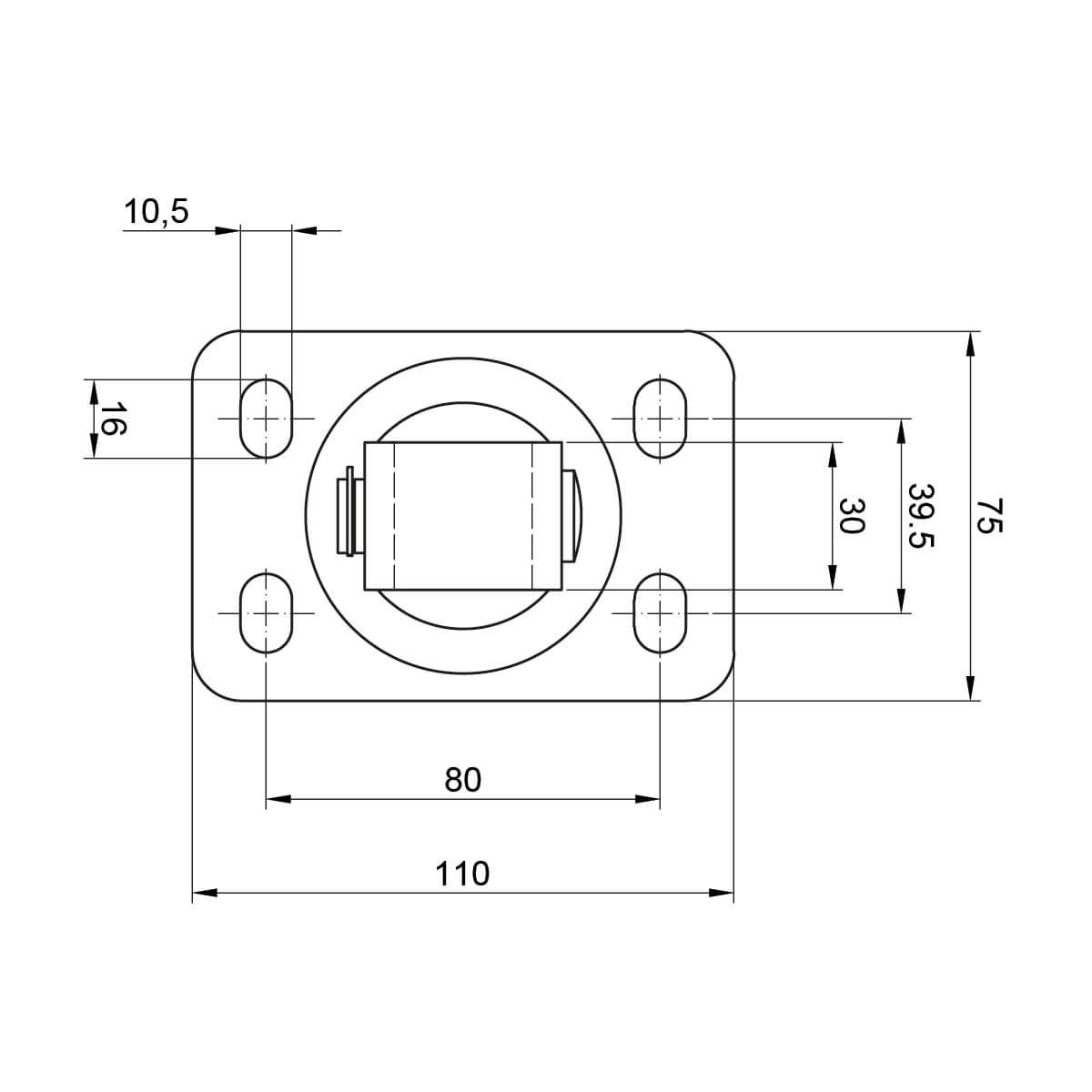 Balama reglabilă cu placă de fixare pentru porți batante - 100x75MM (61.062.04)