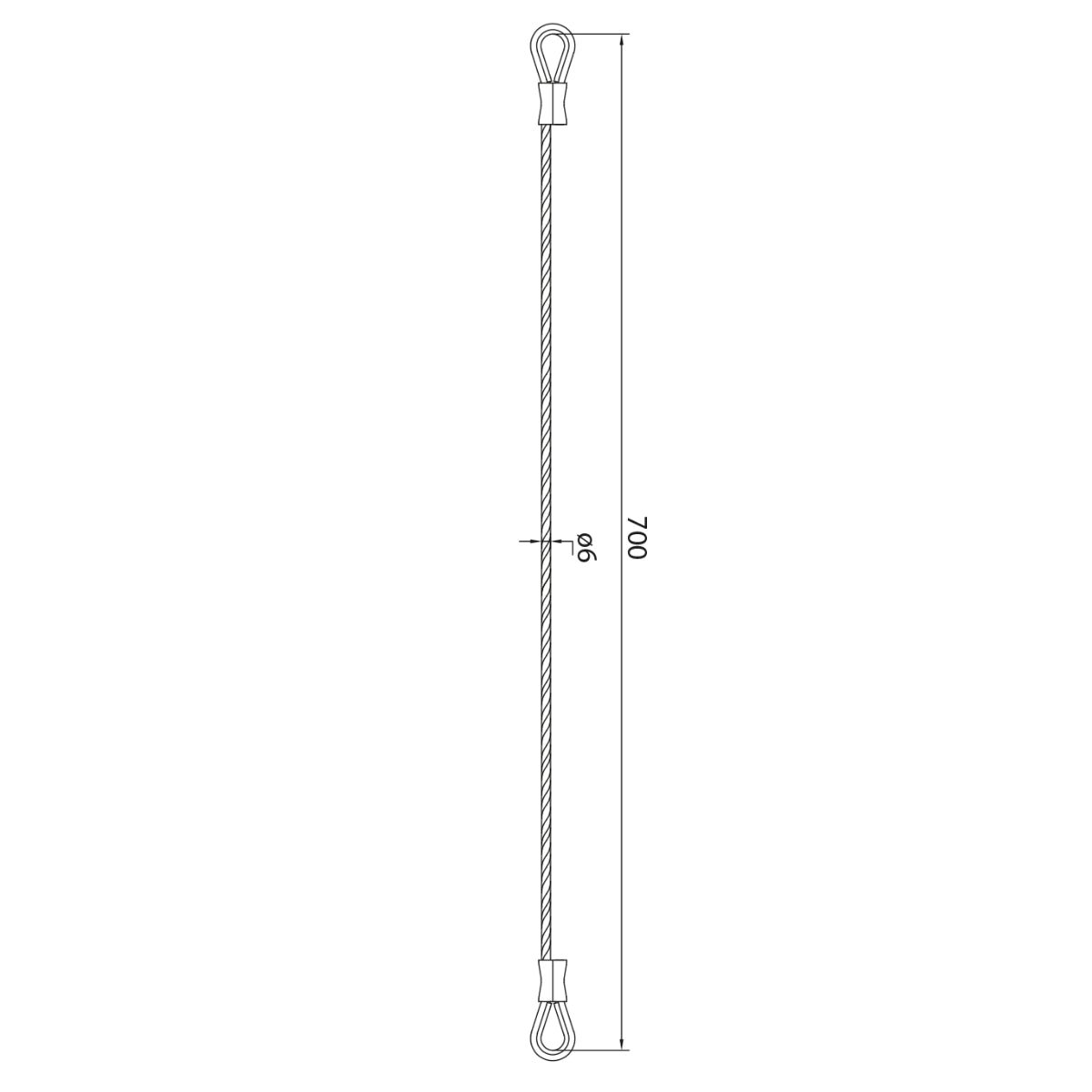 Cablu de siguranță inox pentru porți batante, Ø6 mm
