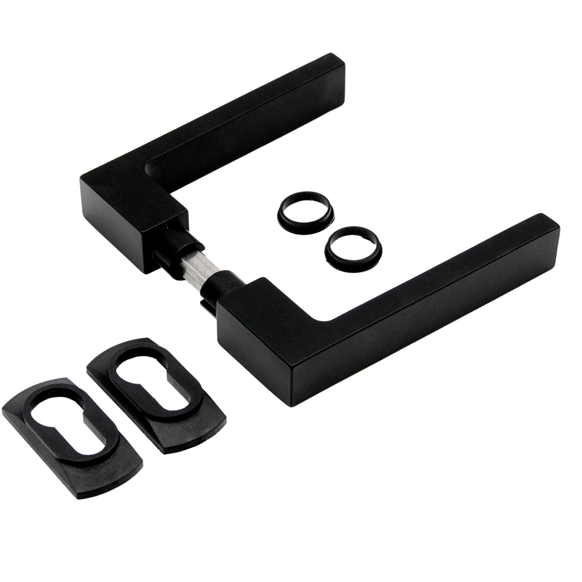 Set mânere pentru ușă, aluminiu, negru – 115 × 120 mm - 63.050