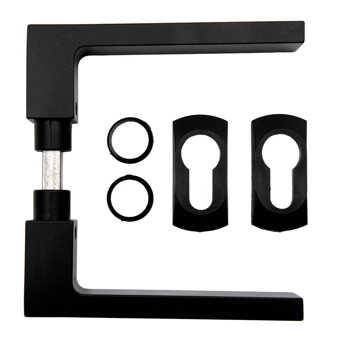 Set mânere pentru ușă, aluminiu, negru – 115 × 120 mm - 63.050