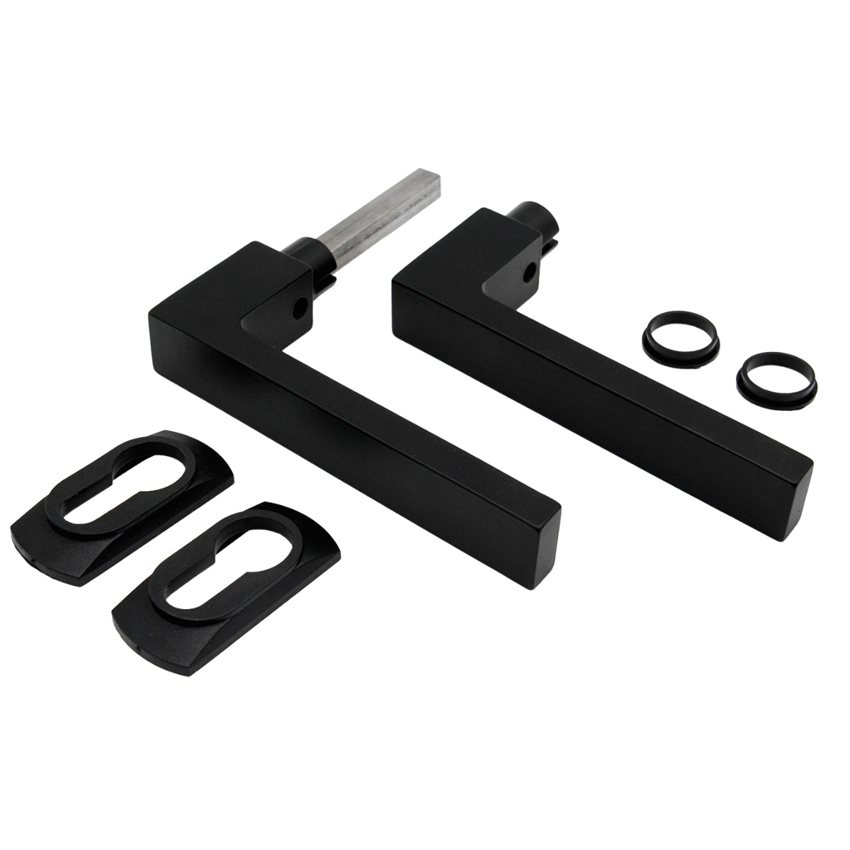 Set mânere pentru ușă, aluminiu, negru – 115 × 120 mm - 63.050