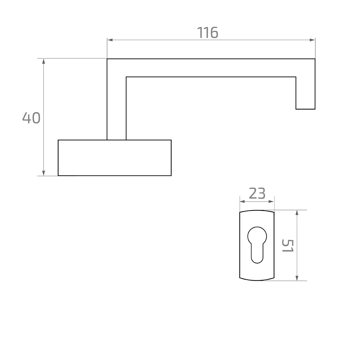 Set mânere pentru ușă, aluminiu, negru – 115 × 120 mm - 63.050