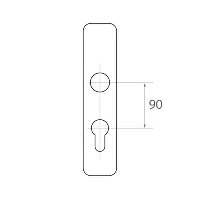 Mâner cu sild și cu buton exterior fix pentru usă H90, culoare gri antracit.