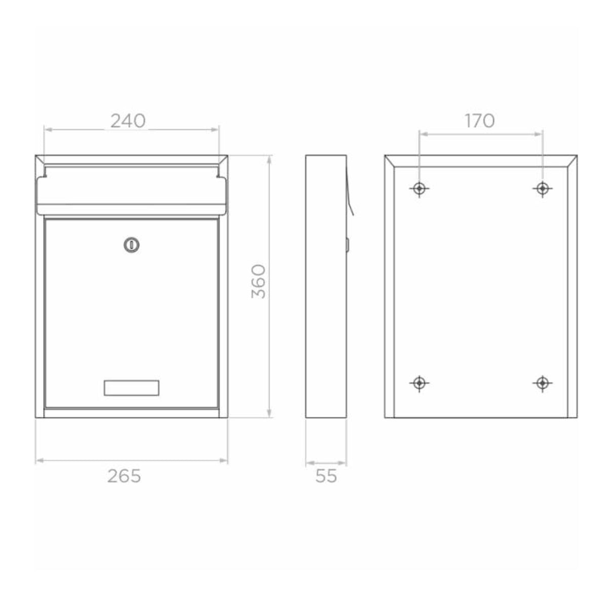 Cutie poștală aplicată PM 3K, grafit, oțel galvanizat, pentru format C4 – 65.316