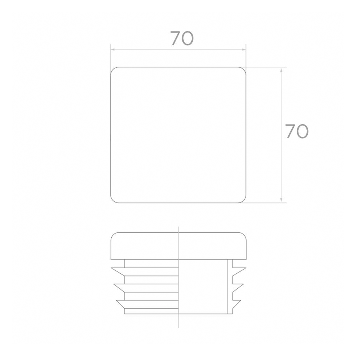 Capac din plastic pentru profil pătrat 70x70 mm; ART.318