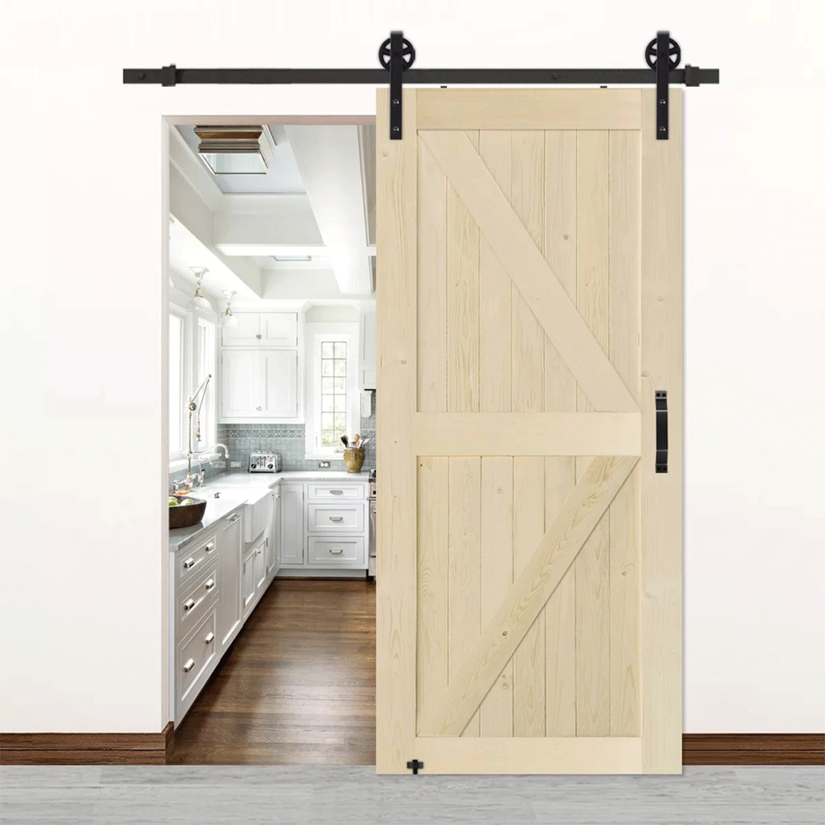 Kit de montare pentru uși glisante cu sină, barn door, - model loft; 76.008