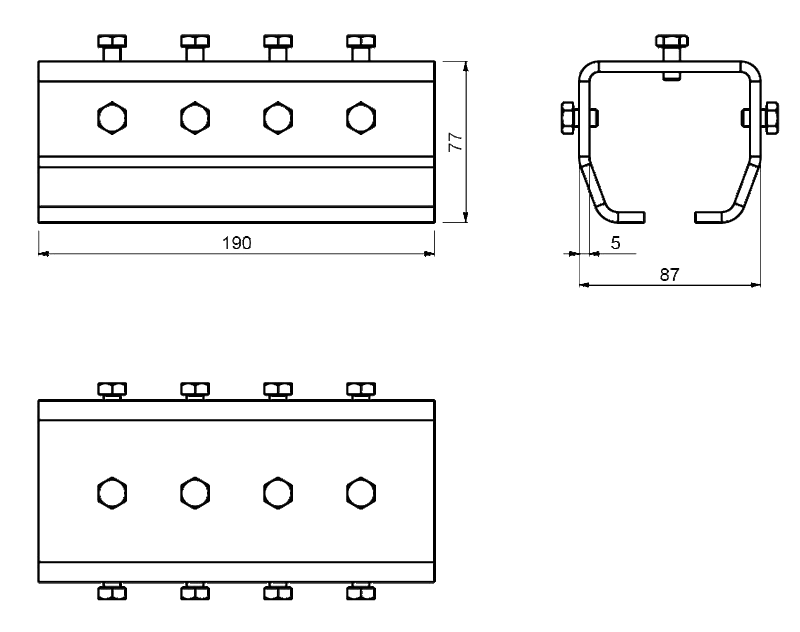 Suport înbinare profil C pentru uși glisante STAGE SZ - DF 190