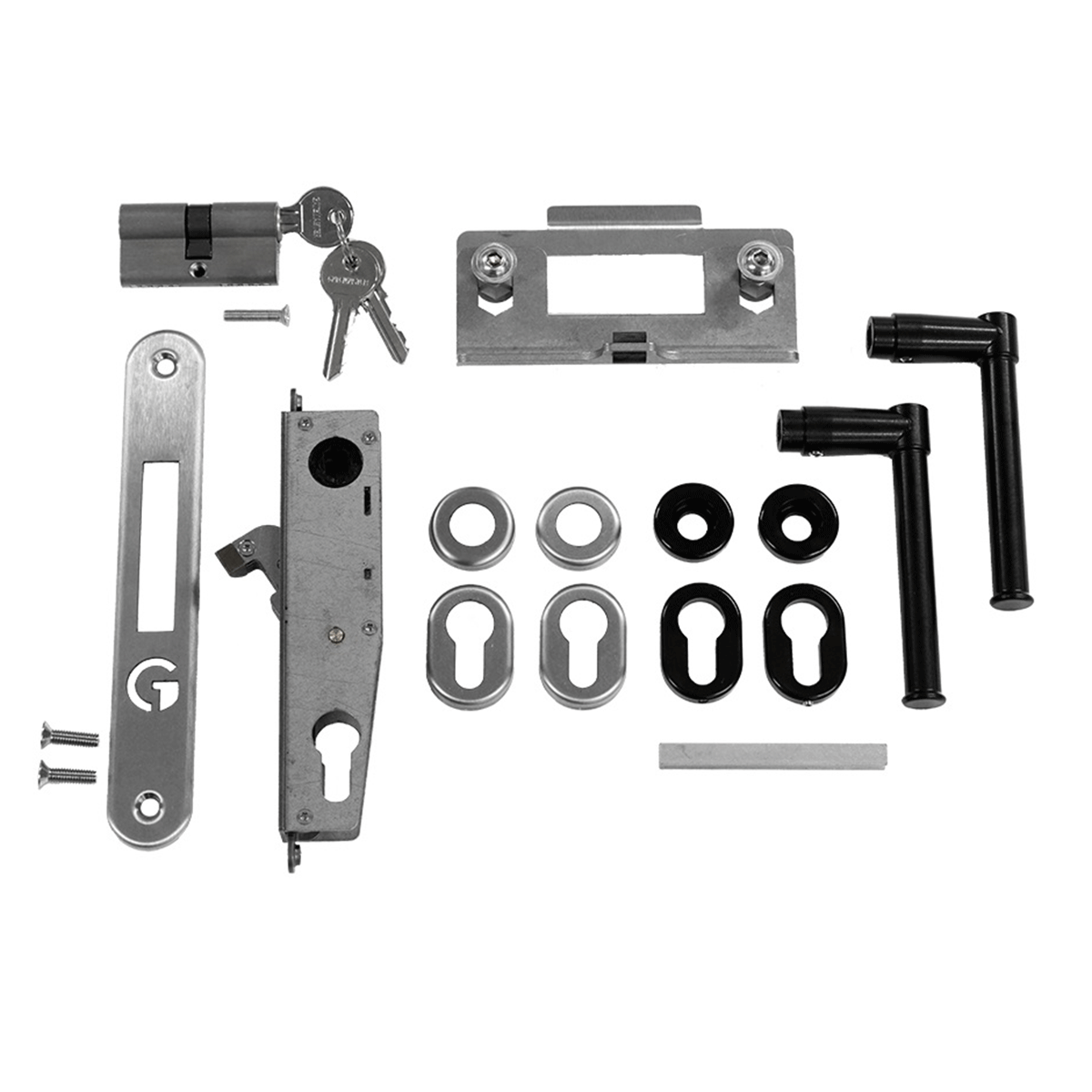 Set încuietoare incastrabilă pentru porti metalice, pentru profile pătrate 40x40 - ML4DCP