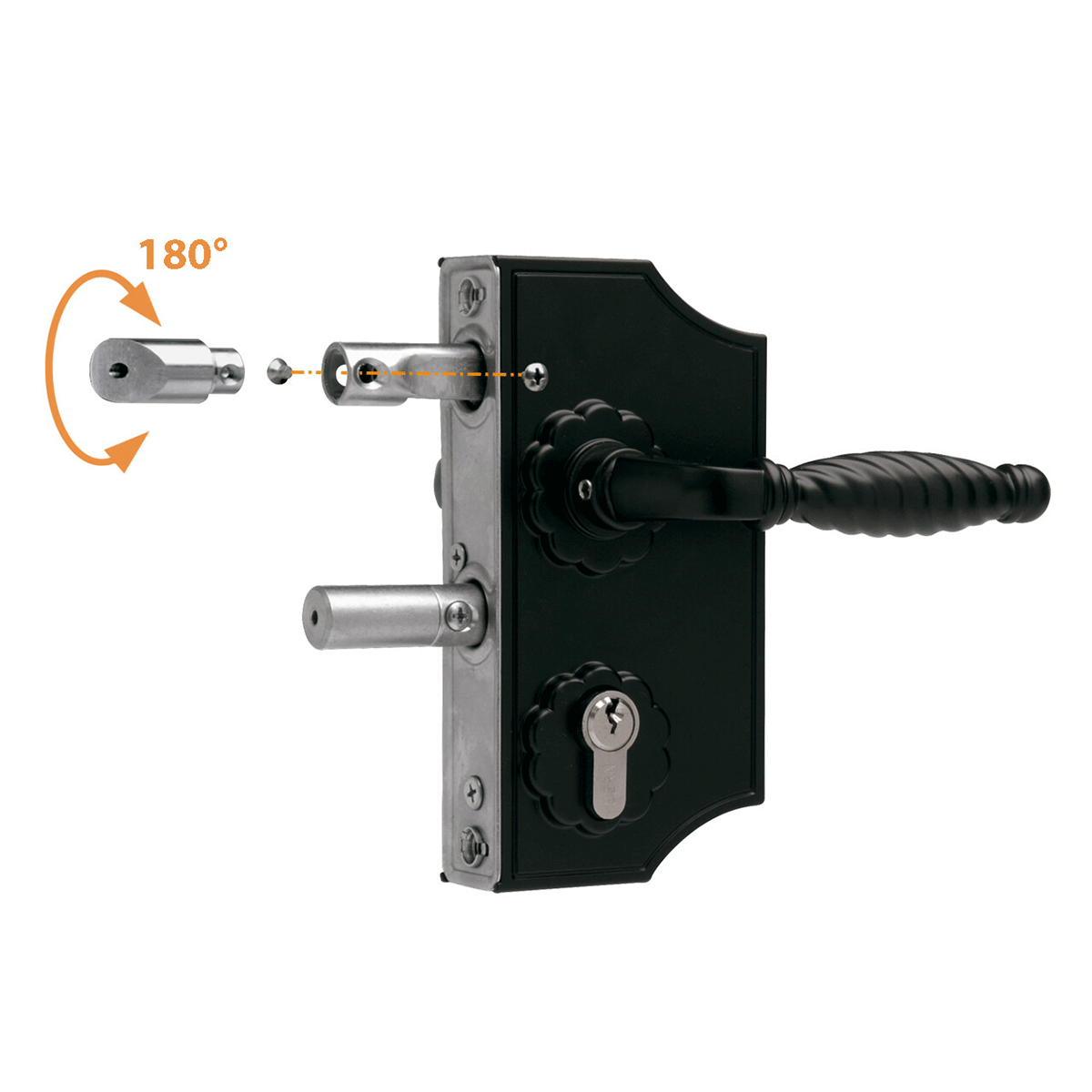 Încuietoare ornamentală pentru porți, pentru profile 40-50 mm - LAKY F2