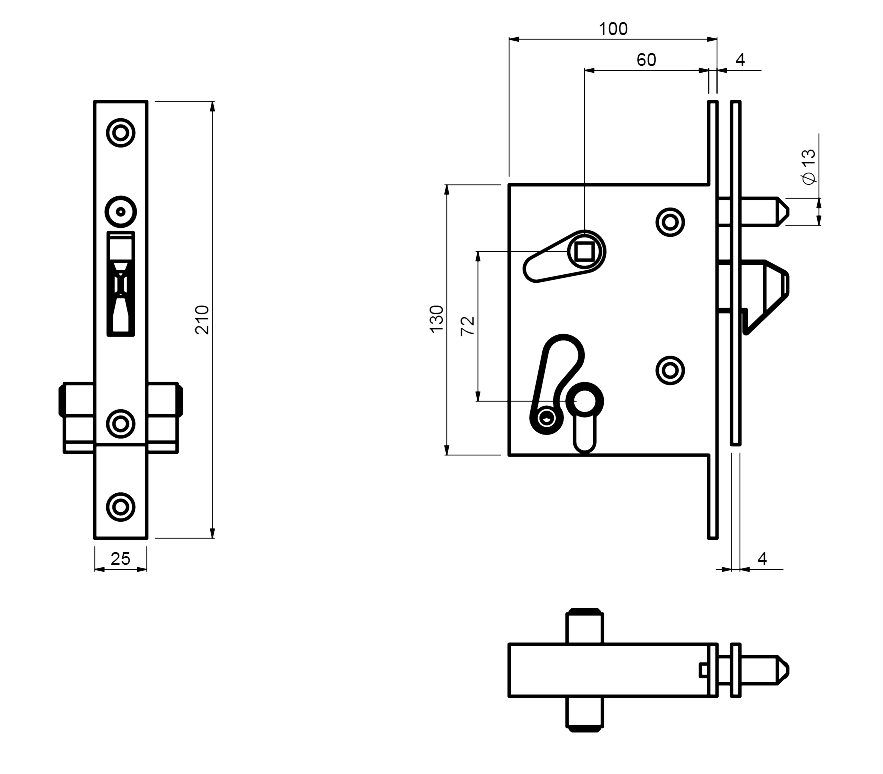 Set broască cu cârlig și bolț, pentru porți - LOCK L