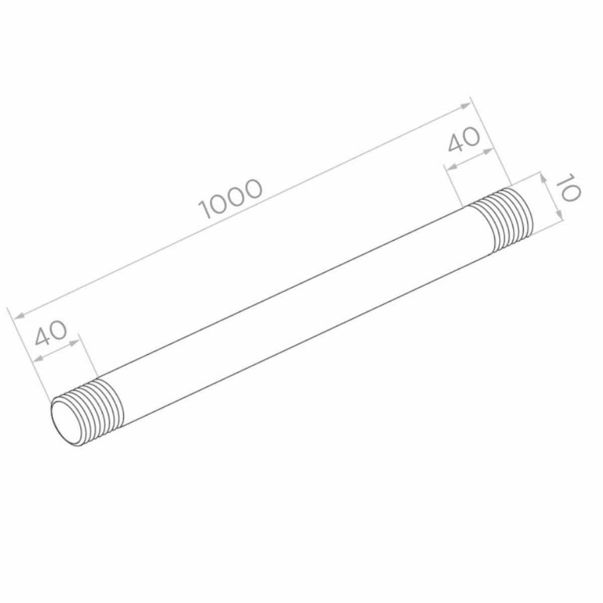 Tirant M10 pentru copertină din sticlă, inox AISI 304, lungime 1 m, finisaj satinat - N75.1100.4US